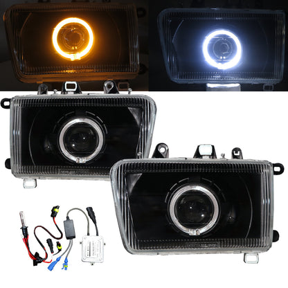 CrazyTheGod 4Runner N120 N130 Thế hệ thứ hai 1992-1995 Wagon 3D/5D Đèn pha LED Angel-Eye Projector Đèn pha đen V2 cho TOYOTA LHD