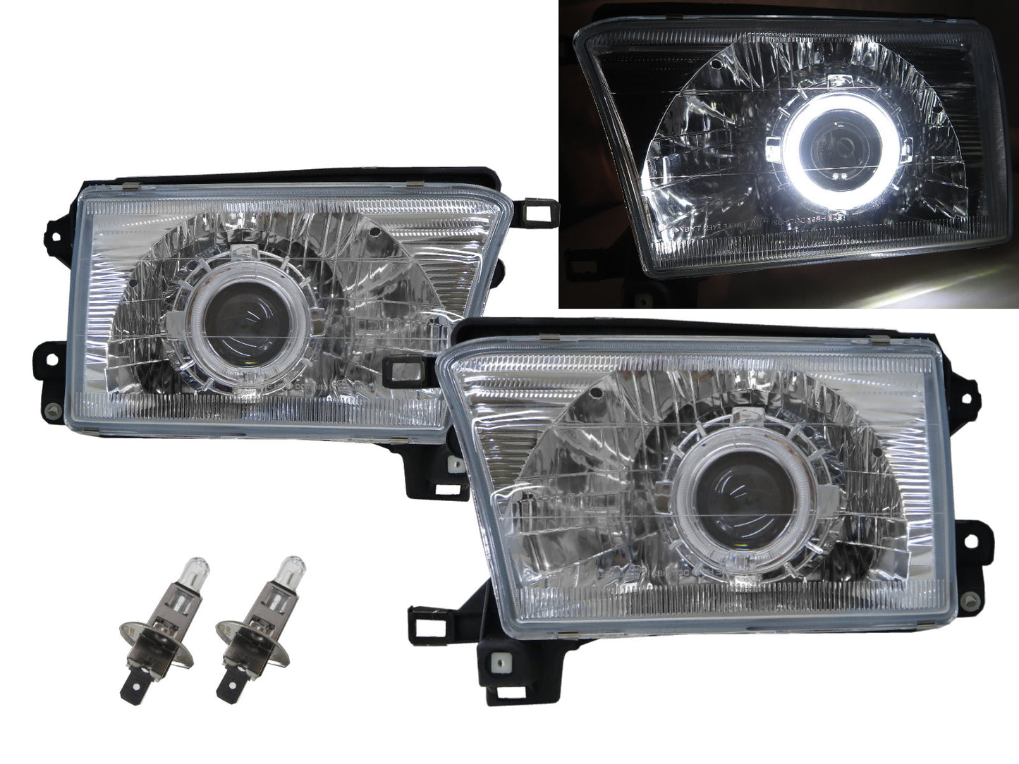 CrazyTheGod 4Runner N180 Third generation 1995-2002 SUV 5D Guide LED Angel-Eye Projector Headlight Headlamp Chrome V2 for TOYOTA LHD