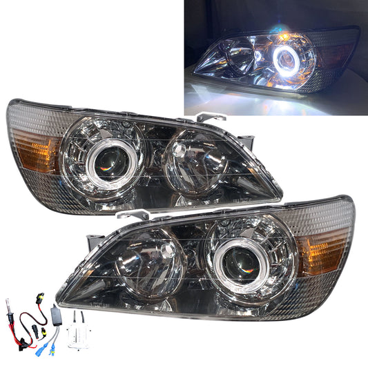 CrazyTheGod Altezza XE10 First generation 1999-2005 Sedan 4D Guide LED Angel-Eye Projector HID Headlight Headlamp Titanium Black for TOYOTA RHD