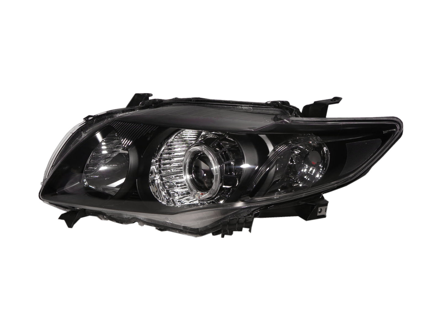 CrazyTheGod Corolla E140/E150 Tenth generation 2007-2010 PRE-FACELIFT Sedan 4D Guide LED Angel-Eye Projector Headlight Headlamp W/ Motor Black for TOYOTA RHD