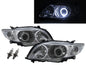 CrazyTheGod Corolla E140/E150 Tenth generation 2007-2010 PRE-FACELIFT Sedan 4D Guide LED Angel-Eye Projector Headlight Headlamp W/ Motor Chrome for TOYOTA LHD