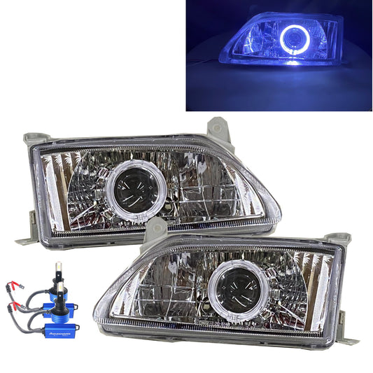 CrazyTheGod Corona PREMIO Tenth generation 2000-2001 Sedan 4D Guide LED Angel-Eye Projector Headlight Headlamp Chrome for TOYOTA LHD