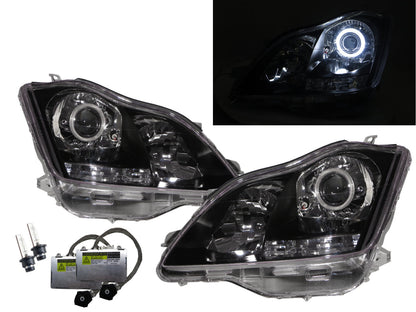 CrazyTheGod Crown S180 Twelfth generation 2003-2008 Sedan 4D Guide LED Angel-Eye Projector HID Headlight Headlamp W/ Motor Black for TOYOTA LHD