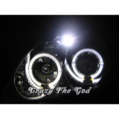 CrazyTheGod Echo XP10 First generation 1999-2003 Pre-Facelift Hatchback 3D/5D Angel-Eye Projector Headlight Headlamp Chrome for TOYOTA LHD