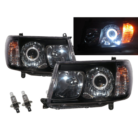 CrazyTheGod LAND CRUISER FJ100 2005-2006 Wagon 5D Guide LED Angel-Eye Projector Headlight Headlamp Black for TOYOTA LHD