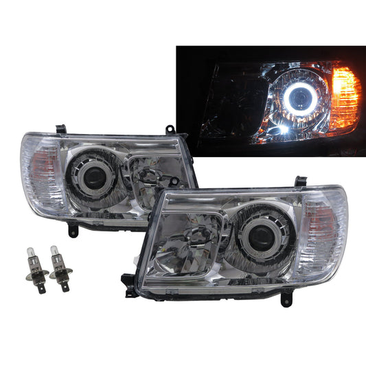 CrazyTheGod LAND CRUISER FJ100 2005-2006 Wagon 5D Guide LED Angel-Eye Projector Headlight Headlamp Chrome for TOYOTA LHD