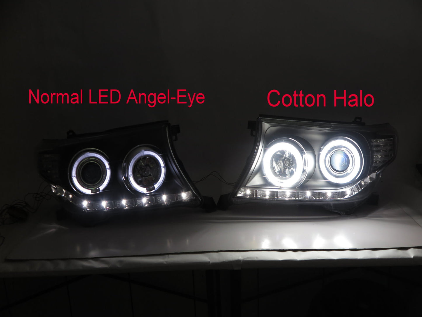 ไฟหน้า LED Angel-Eye 4D Cotton LED ของ CrazyTheGod สำหรับรถ SUV รุ่น LAND CRUISER 200 ปี 2009-2012 สำหรับรถ TOYOTA RHD