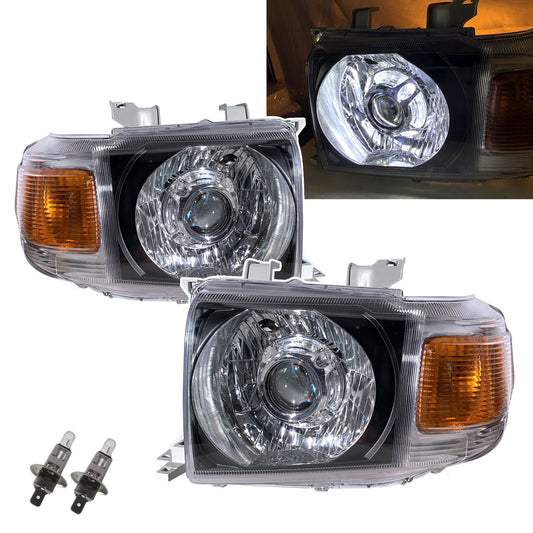 CrazyTheGod LAND CRUISER FJ70 VDJ70/76/78/79 2007-Present SUV 5D Panamera Style Halo Halogen Headlight Headlamp Black for TOYOTA LHD