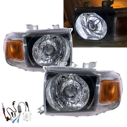 CrazyTheGod LAND CRUISER FJ70 VDJ70/76/78/79 2007-Present SUV 5D Panamera Style Halo HID Headlight Headlamp Black for TOYOTA LHD