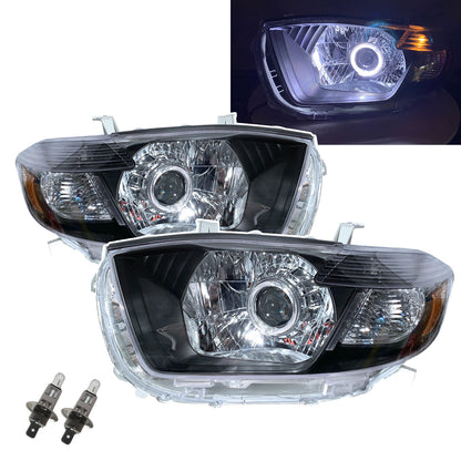 CrazyTheGod Highlander/Kluger XU40 Second generation 2008-2010 Pre-Facelift SUV 5D Guide LED Angel-Eye Projector Halogen Headlight Headlamp Black for TOYOTA RHD