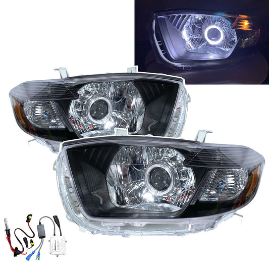 CrazyTheGod Highlander/Kluger XU40 Second generation 2008-2010 Pre-Facelift SUV 5D Guide LED Angel-Eye Projector HID Headlight Headlamp Black for TOYOTA LHD