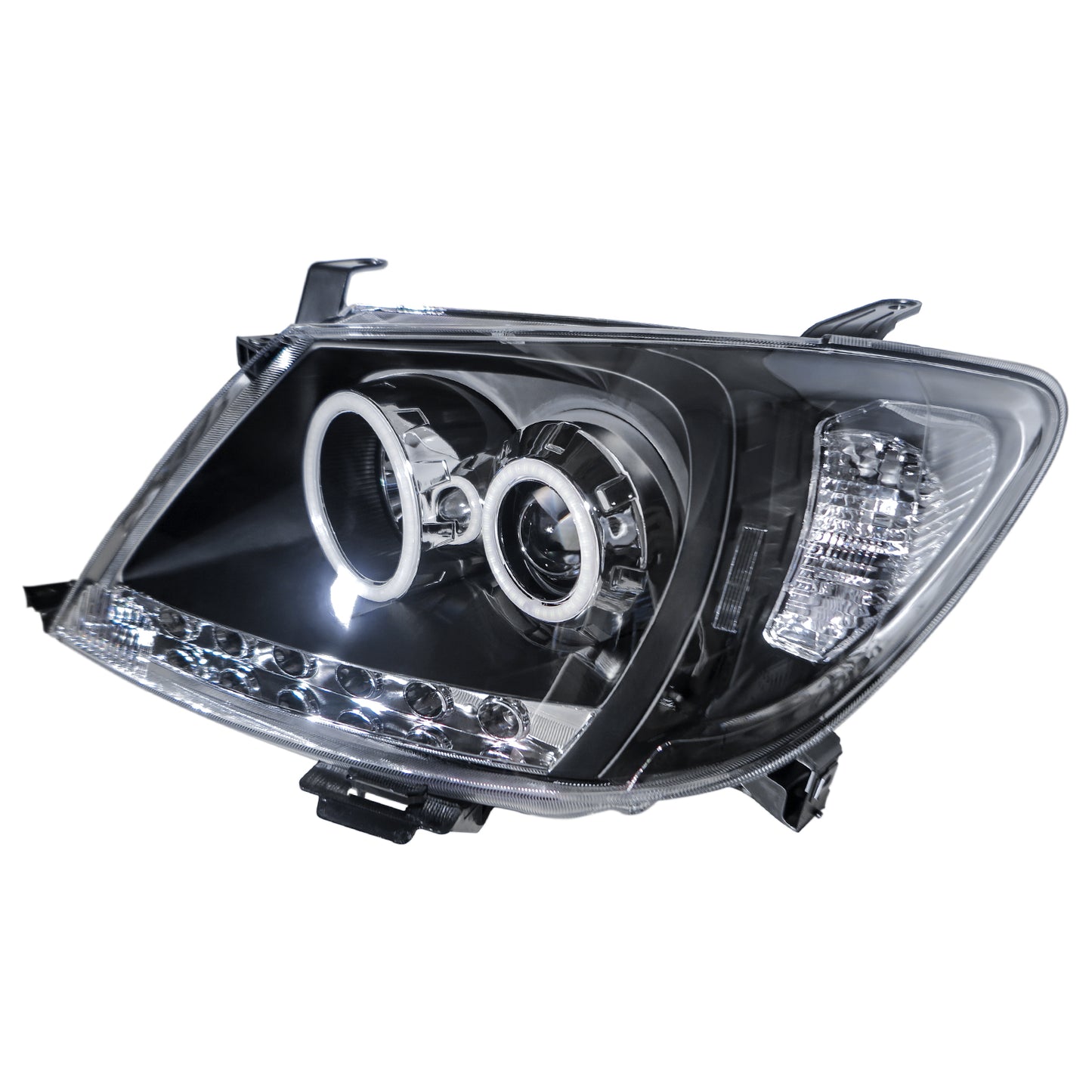 CrazyTheGod Hilux Vigo AN10/AN20/AN30 Seventh generation 2005-2011 Pre-Facelift Pickup 2D/4D SuperHalo Projector Headlight Headlamp Black for TOYOTA LHD