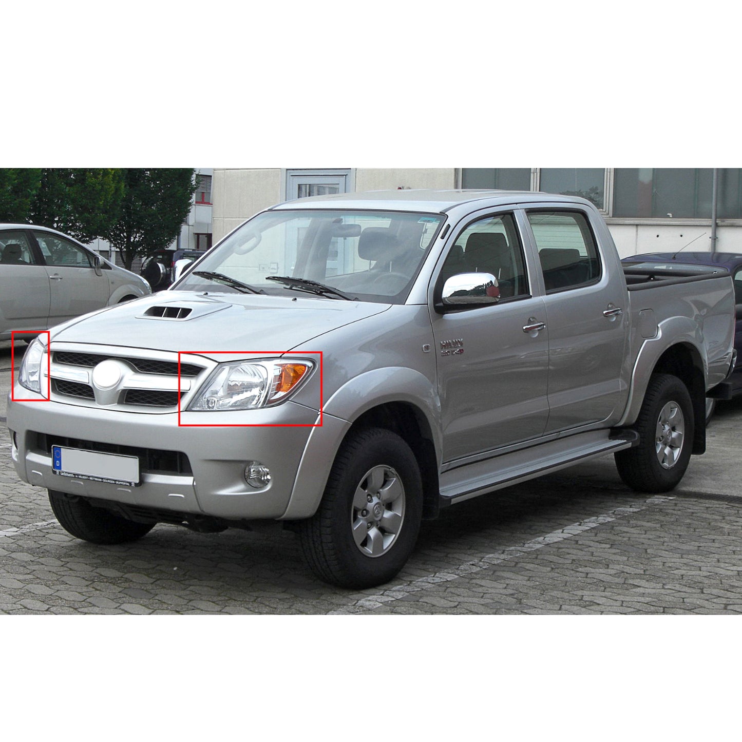 CrazyTheGod Hilux Vigo AN10/AN20/AN30 รถกระบะ Pre-Facelift รุ่นที่ 7 รุ่นปี 2005-2011 ไฟหน้าแบบโปรเจคเตอร์ SuperHalo 2D/4D สีดำ สำหรับ TOYOTA LHD