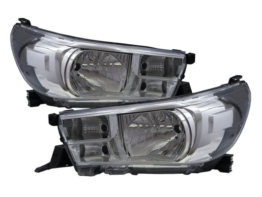 CrazyTheGod Hilux Revo AN120/AN130 Eighth generation 2015-present Pickup 2D/4D Crystal Headlight Headlamp Chrome for TOYOTA LHD