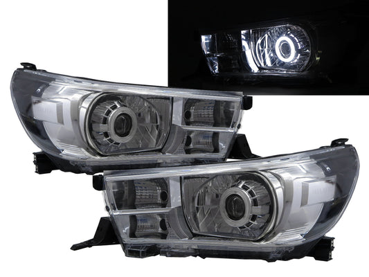 CrazyTheGod Hilux Revo AN120/AN130 Eighth generation 2015-present Pickup 2D/4D CCFL Projector Headlight Headlamp Chrome for TOYOTA LHD