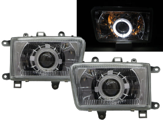 CrazyTheGod Hilux SW4 Second generation 1992-1995 Wagon 3D/5D Guide LED Angel-Eye Projector Headlight Headlamp Chrome for TOYOTA LHD