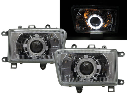 CrazyTheGod Hilux SW4 Second generation 1992-1995 Wagon 3D/5D Guide LED Angel-Eye Projector Headlight Headlamp Chrome for TOYOTA RHD