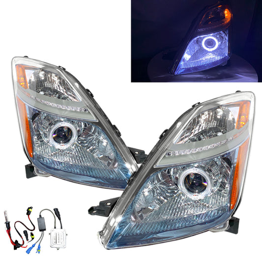 CrazyTheGod PRIUS XW20 Second generation 2006-2009 Hatchback 5D Guide LED Angel-Eye Projector Headlight Headlamp Chrome for TOYOTA RHD