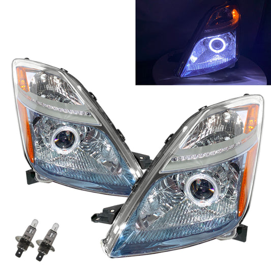 CrazyTheGod PRIUS XW20 Second generation 2006-2009 Hatchback 5D Guide LED Angel-Eye Projector Halogen Headlight Headlamp Chrome for TOYOTA LHD