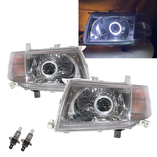 CrazyTheGod Probox XP50/160 2002-2008 VAN 5D Guide LED Angel-Eye Projector Halogen Headlight Headlamp Chrome for TOYOTA LHD