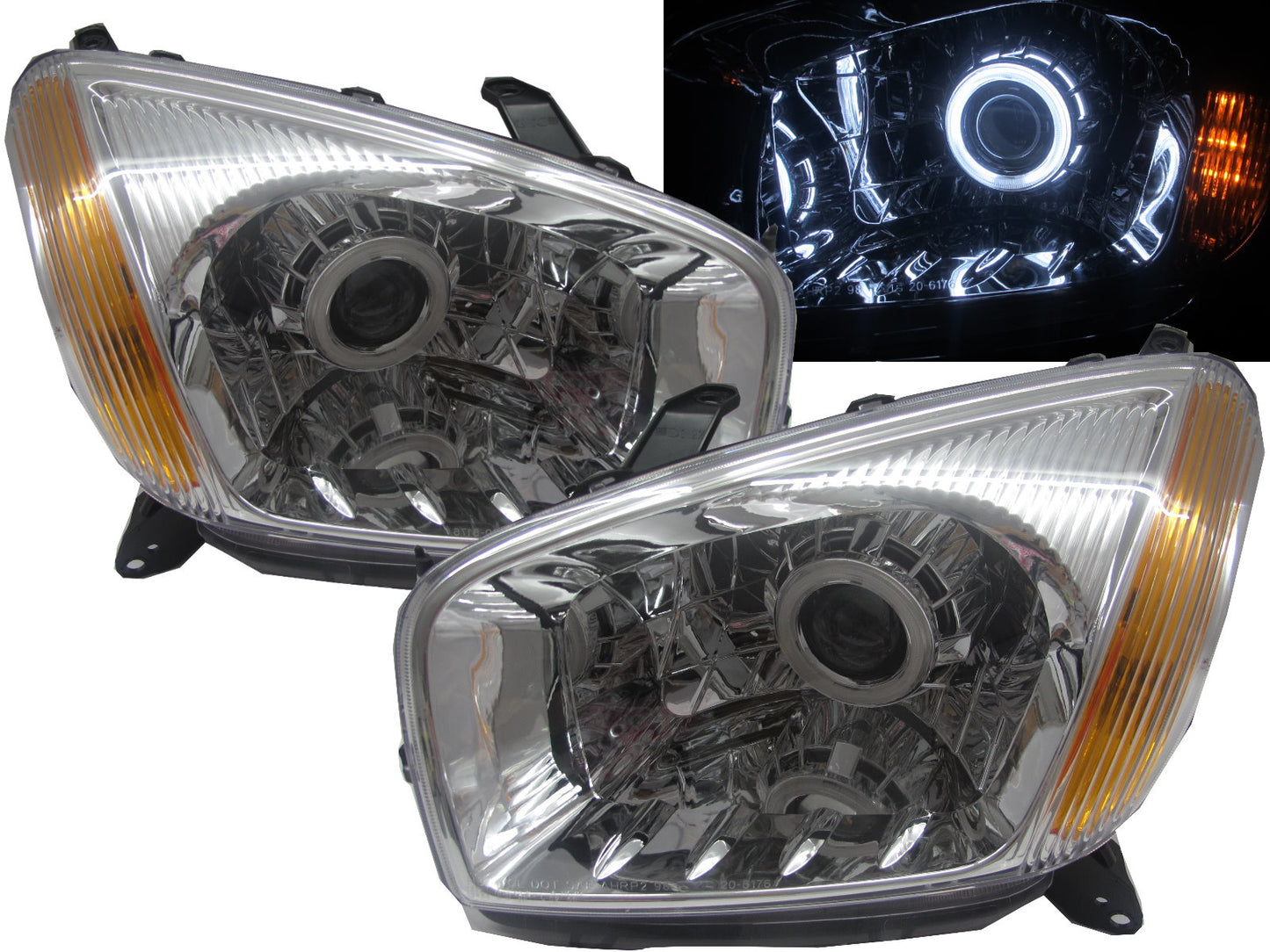 CrazyTheGod RAV4 XA20 Second generation 2001-2003 PRE-FACELIFT SUV 3D/5D CCFL Projector Headlight Headlamp Chrome V1 for TOYOTA RHD