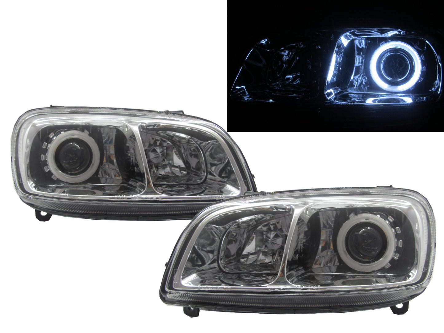 CrazyTheGod RAV4 First generation 1998-2000 FACELIFT SUV 3D/5D CCFL Projector Glass Headlight Headlamp Chrome V2 for TOYOTA LHD