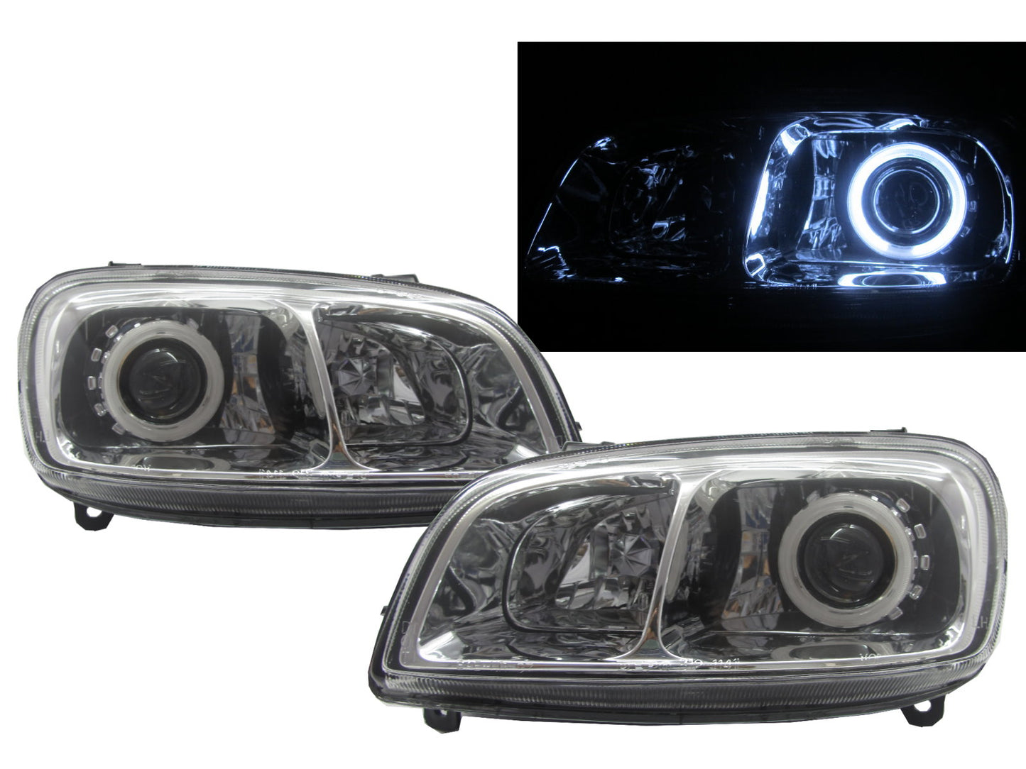 CrazyTheGod RAV4 EV XA10 FACELIFTED 1998-2000CCFL Projector Glass Headlight 9004 Chrome for TOYOTA RHD