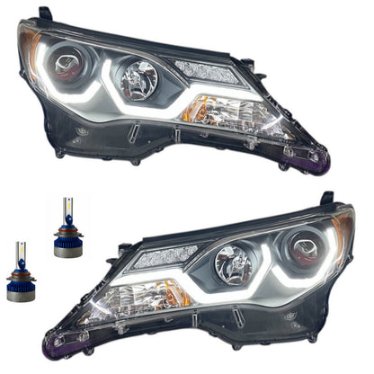 CrazyTheGod RAV4 XA40 Fourth generation 2012-2015 Pre-Facelift SUV 5D LED UBar Projector Headlight Headlamp Black EU for TOYOTA LHD