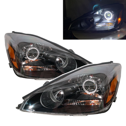 CrazyTheGod SIENNA XL20 Second generation 2004-2005 Minivan 5D Guide LED Angel-Eye Projector Headlight Headlamp Black for TOYOTA LHD