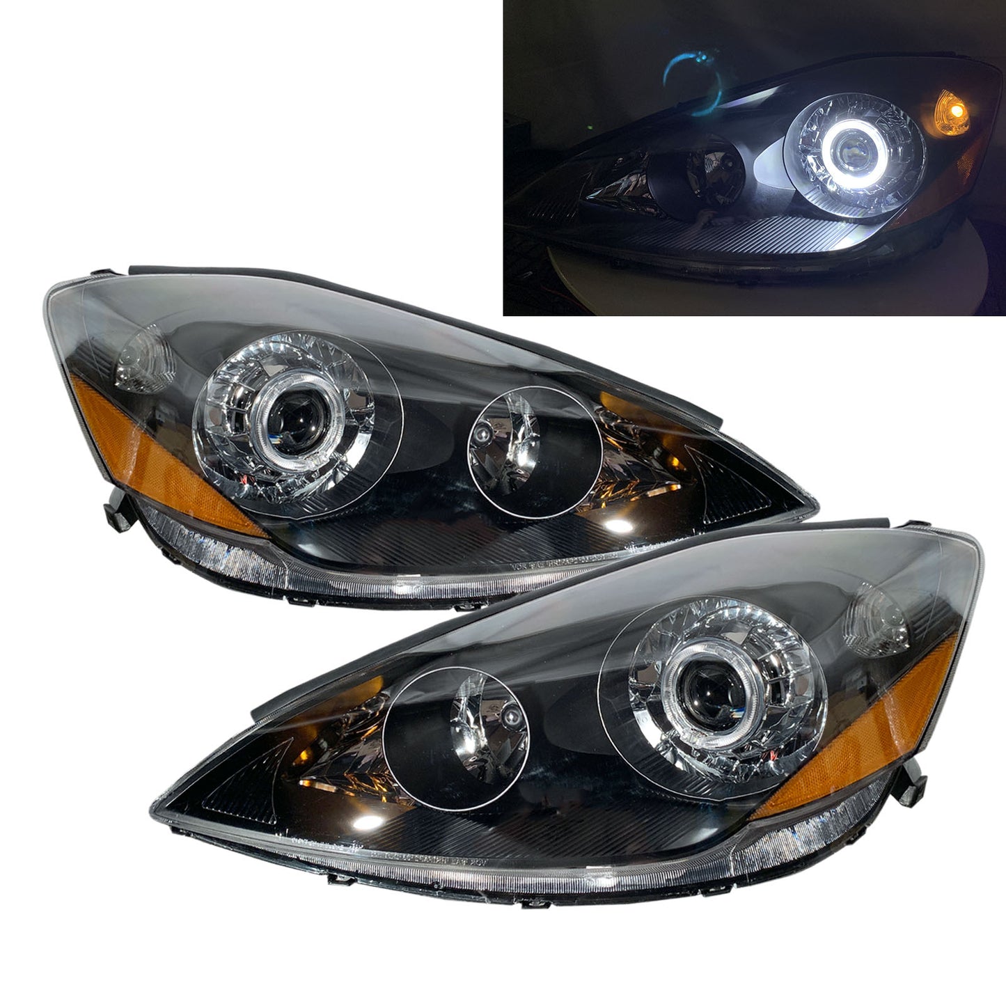 CrazyTheGod SIENNA XL20 Second generation 2006-2010 Facelift Minivan 5D Guide LED Angel-Eye Projector Headlight Headlamp Black for TOYOTA LHD