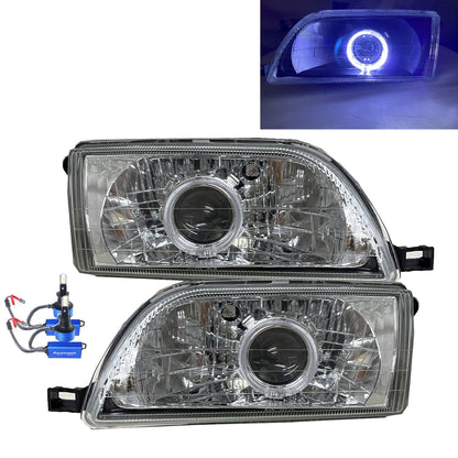 CrazyTheGod TERCEL 1998-1999 Facelift Sedan 4D Guide LED Angel-Eye Headlight Headlamp Chrome for TOYOTA RHD