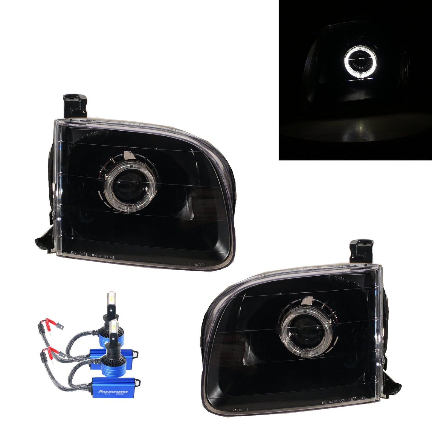 CrazyTheGod Tundra First generation 2000-2004 Pre-Facelift Regular/Access Cab LED Headlight Headlamp Black for TOYOTA RHD