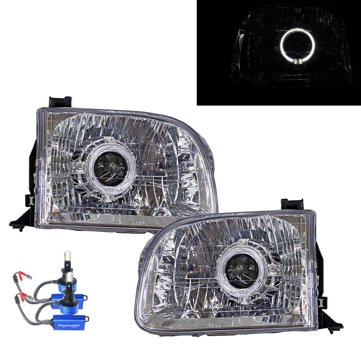 CrazyTheGod Tundra First generation 2000-2004 Pre-Facelift Regular/Access Cab LED Headlight Headlamp Chrome for TOYOTA LHD