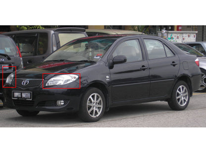 CrazyTheGod VIOS NCP42 XP40 รุ่นแรก ปี 2006-2007 ซีดาน 4 ประตู ไฟหน้าแบบใส สีดำ สำหรับ TOYOTA LHD