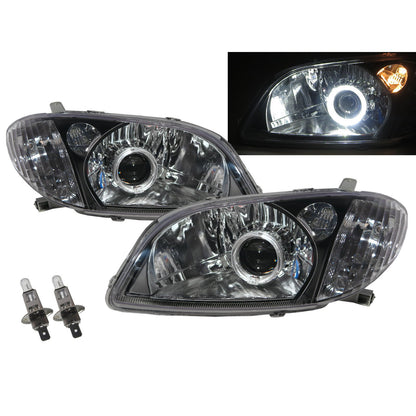 CrazyTheGod VIOS NCP42 XP40 First generation 2002-2005 Pre-Facelift Sedan 4D Guide LED Angel-Eye Projector Headlight Headlamp Black for TOYOTA LHD