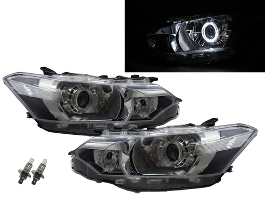 CrazyTheGod VIOS XP150 Third generation 2013-2015 Sedan 4D Guide LED Angel-Eye Projector Headlight Headlamp W/ Motor Chrome V1 for TOYOTA LHD