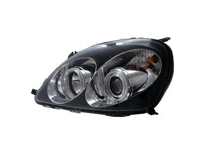 CrazyTheGod Vitz XP10 First generation 1999-2003 PRE-FACELIFT Hatchback 3D/5D Guide LED Angel-Eye Projector Headlight Headlamp Black for TOYOTA LHD