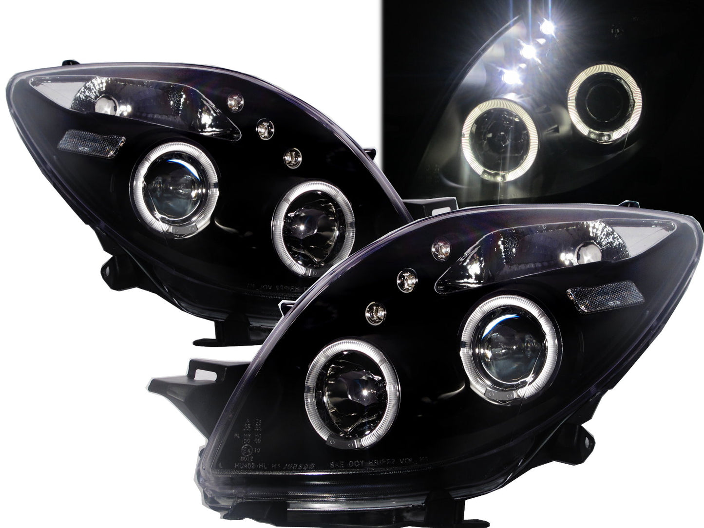 CrazyTheGod Yaris XP90 Second generation 2005-2008 Pre-Facelift Hatchback 3D/5D Angel-Eye Projector Headlight Headlamp Black for TOYOTA RHD