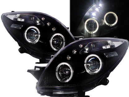 CrazyTheGod Yaris XP90 Second generation 2005-2008 Pre-Facelift Hatchback 3D/5D Angel-Eye Projector Headlight Headlamp Black for TOYOTA LHD