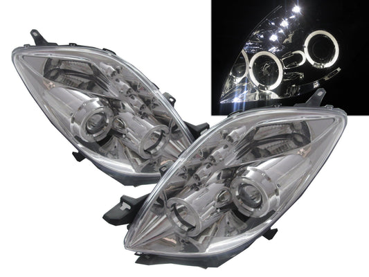 CrazyTheGod Yaris XP90 Fifth generation 2005-2008 Pre-Facelift VAN Angel-Eye Projector R8Look Headlight Headlamp Chrome for TOYOTA LHD