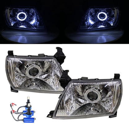 CrazyTheGod KIJANG/CONDOR 2003-2007 Guide LED Angel-Eye Projector Headlight Headlamp Chrome South Africa for TOYOTA RHD