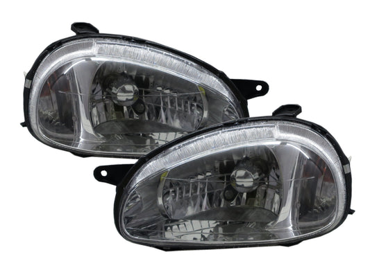 CrazyTheGod Corsa B 1993-2000 Hatchback 3D/5D Clear Headlight Headlamp Chrome for VAUXHALL LHD