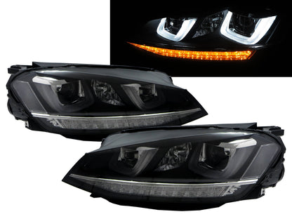 CrazyTheGod GOLF 5G ไฟหน้าโปรเจคเตอร์ LED แบบ 3D/5D รุ่น Hatchback/Wagon รุ่นที่ 7 ปี 2012-ปัจจุบัน สีดำ สำหรับ VW Volkswagen RHD