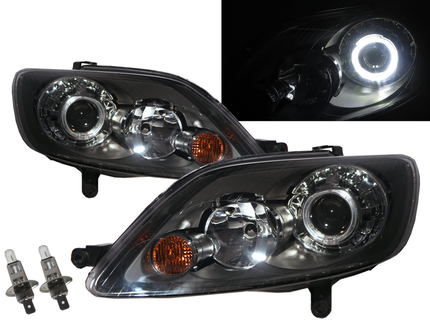 CrazyTheGod Golf 5 GOLF PLUS 2005-2008 MPV 5D Guide LED Angel-Eye Projector Headlight Headlamp Black for VW Volkswagen LHD