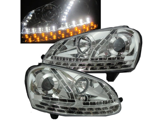 CrazyTheGod JETTA A5 1K5 Fifth generation 2006-2011 Sedan/Wagon 4D/5D Projector LED R8Look Headlight Headlamp Chrome for VW Volkswagen LHD