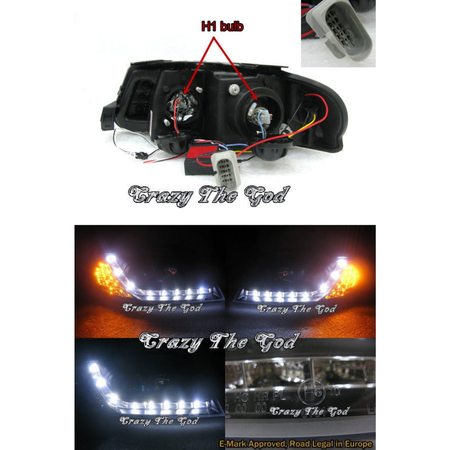 CrazyTheGod Passat B5.5 2001-2005 Sedan/Wagon 4D/5D Projector LED R8Look Headlight Headlamp Black for VW Volkswagen LHD