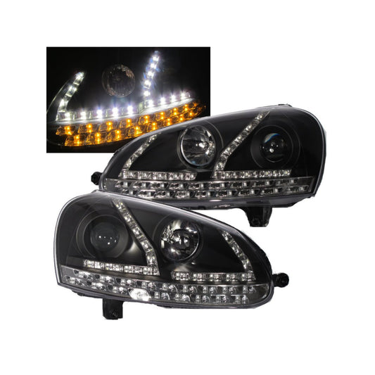 CrazyTheGod Rabbit Fifth generation 2003-2008 Hatchback 3D/5D Projector LED R8Look Headlight Headlamp Black for VW Volkswagen LHD