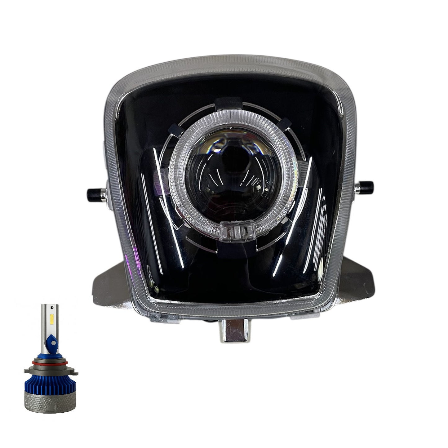 CrazyTheGod NEW CUXI 115 2018-Present Guide LED Angel-Eye Projector Headlight Headlamp Black for YAMAHA RHD