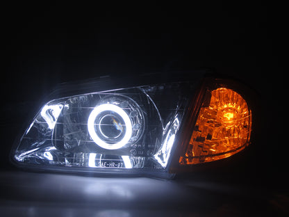 CrazyTheGod Allegro BJ รุ่นที่แปด 1998-2000 PRE-FACELIFT Sedan/Wagon 4D/5D CCFL Bi-Projector HID Headlights Chrome V2 สำหรับ MAZDA RHD