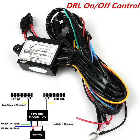 Car SUV LED Daytime Running Light DRL Relay Harness Automatic On/Off Control Box Dimmer